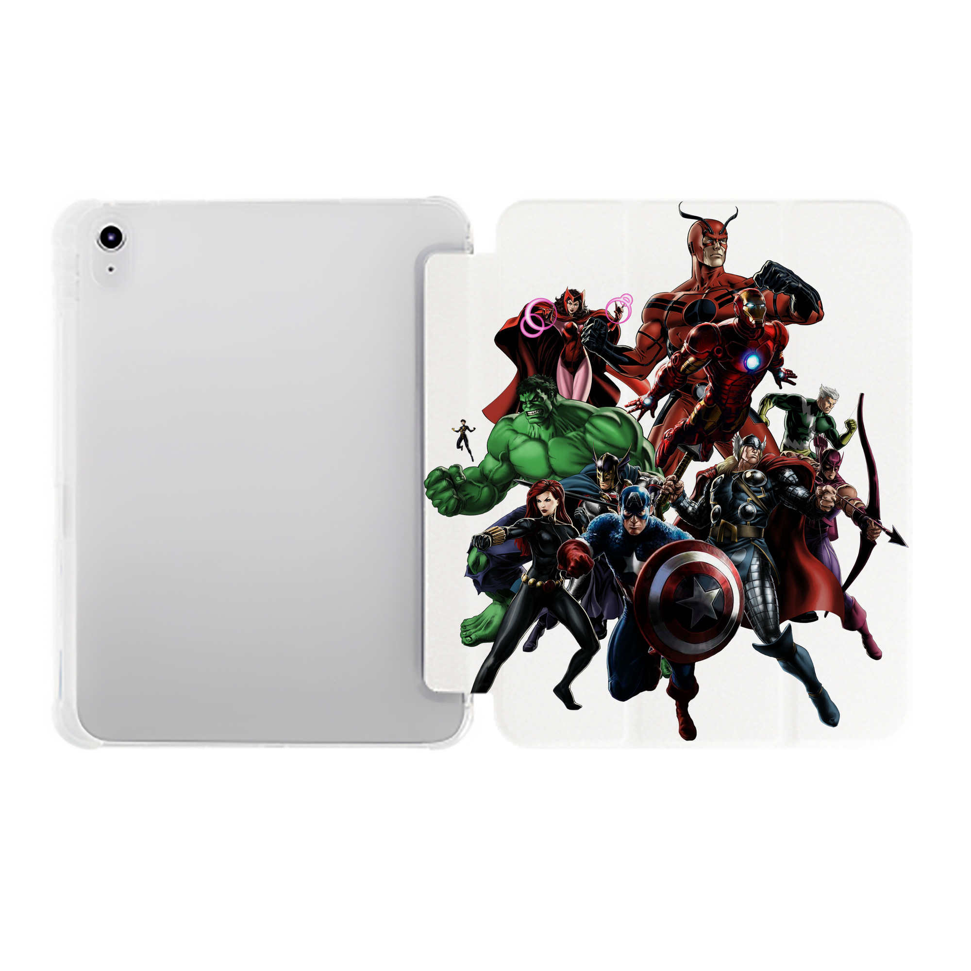 （画像用） アベンジャーズ The Avengers IPad ケース ペン収納付き 三つ折りスタンド PUレザー×シリコン 対応機種9.5/10.5/10.9インチ